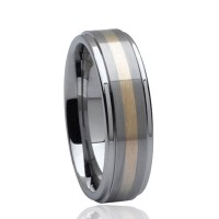 High polished dual brushed stripes and gold plate tungsten carbide ring jewellery for men and women