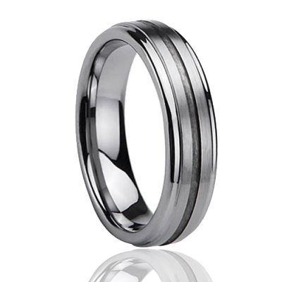 Wholesale New Arrival Tungsten Carbide Ring with One Offset Grooves and Wedding Band Set One Pair Promise Couple Rings