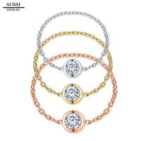 Titanium Steel Fashion Zircon crystal Chain Ring  Rose Gold Engagement Wedding Rings For Women